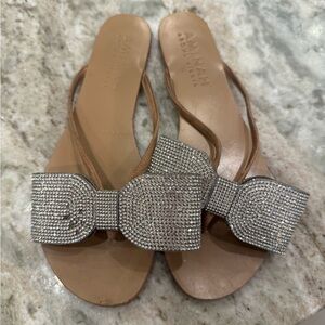 Glamorous Silver Rhinestone Bow Sandals